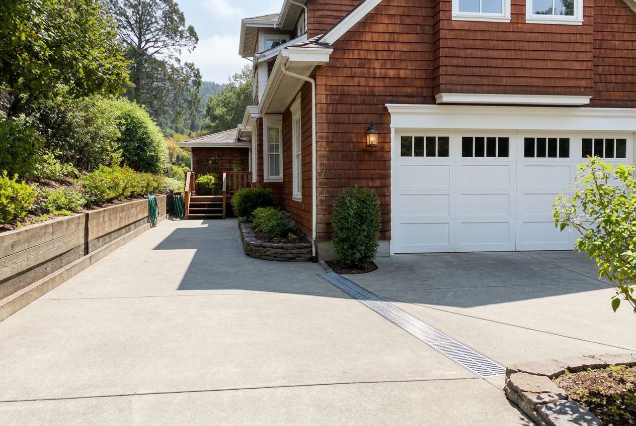 Marin County driveway after drainage work