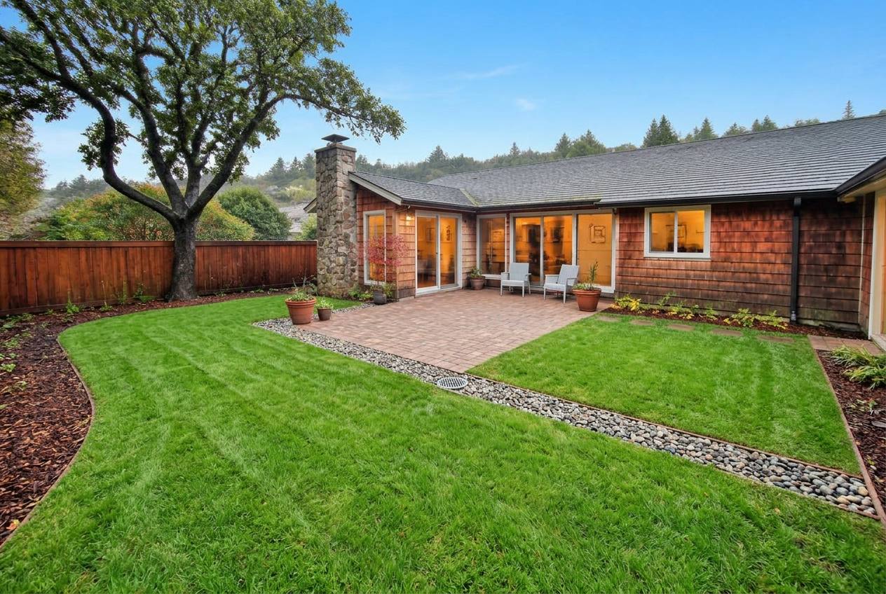 Marin County backyard after drainage work